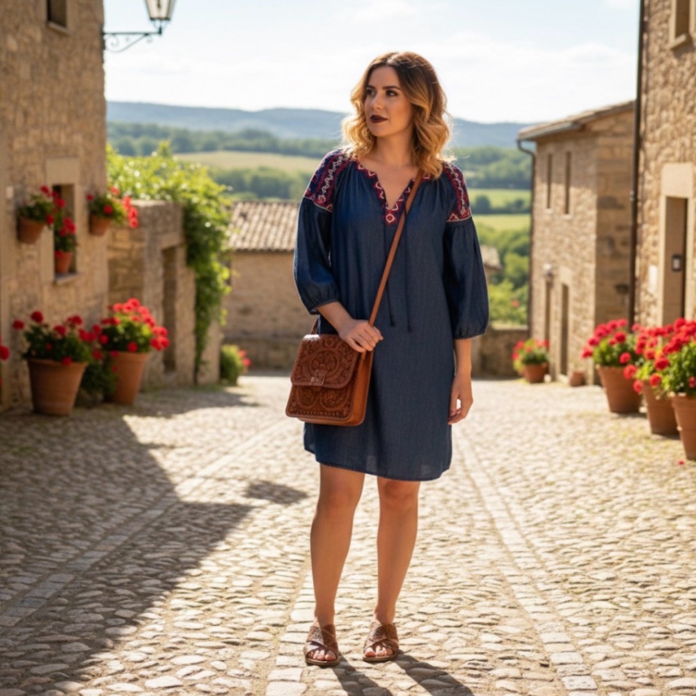 Flying tomatoes embroidered dress